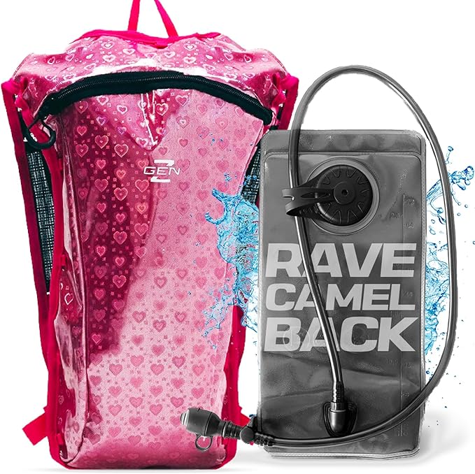 RAVERUNNER® Rave Hydropack - 2L Water Backpack for Raves, Festivals, Hiking, Running - Festival Hydration Pack for Hydration Backpack Rave