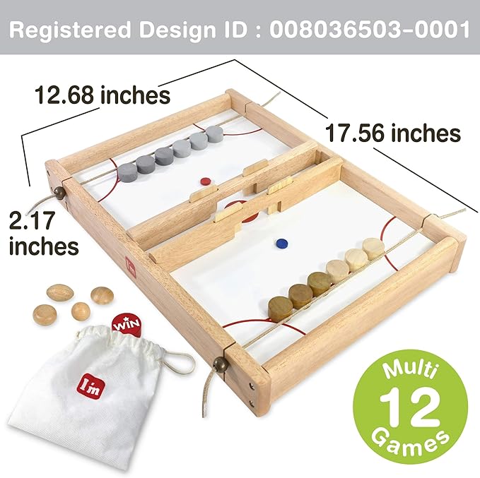 Big Flick n Kick: Wooden Multi Tabletop Indoor Portable Board Games for Kids and Family