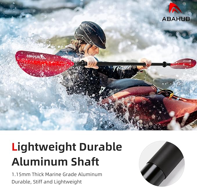 Abahub Kayak Paddle, 90.5 Inches Kayaking Oars for Boating, Canoeing with Free Paddle Leash, Aluminum Alloy Shaft Black/Blue/Green/Orange/Yellow Plastic Blades