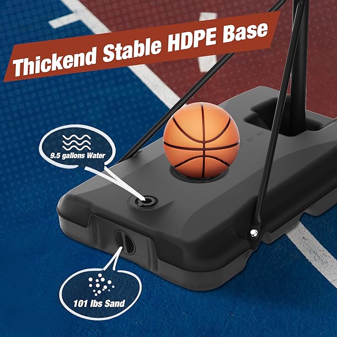 Basketball Hoop Outdoor with 45 Inch Shatterproof Backboard, Portable Basketball Goal System 4.8-10ft Height Adjustable for Kids, Youth, Adults, Backyard/Driveway/Indoor