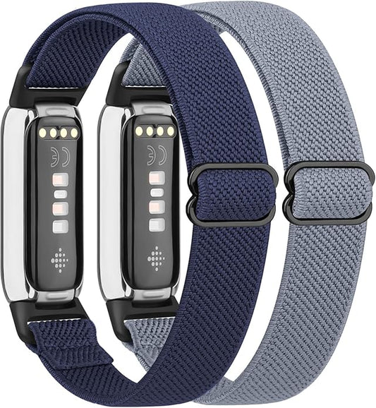 2 Pack Adjustable Elastic Bands for Fitbit Luxe Bands, Soft Stretchy Nylon Loop Strap Replacement Wristband for Fitbit Luxe/Luxe Special Edition Fitness Tracker Women Men