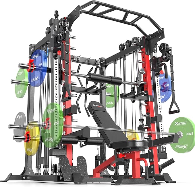 Power Cage,1600lbs Multi-Function Power Rack with Adjustable Cable Crossover System and More Training Attachment, Weight Cage for Home Gym