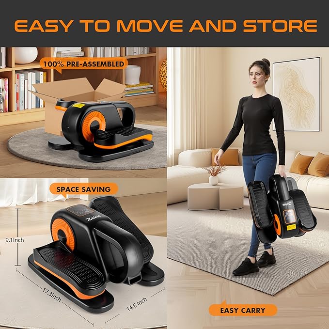 Zakle Under Desk Elliptical Machine, Ellipse Leg Exerciser as Seen on Tv for Seniors w/Remote & 12 Speeds Level, Manual & Auto Mode, Quiet Electric Seated Pedal Exerciser for Home Office