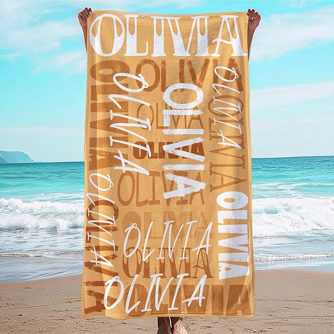 JML Personalized Beach Towel with Name, Custom Beach Towel with Name, Customized Microfiber Pool Towel, Quick Dry & Absorbent Swim Towel for Adult,Anniversary, Birthday, Summer Holiday,Vacation
