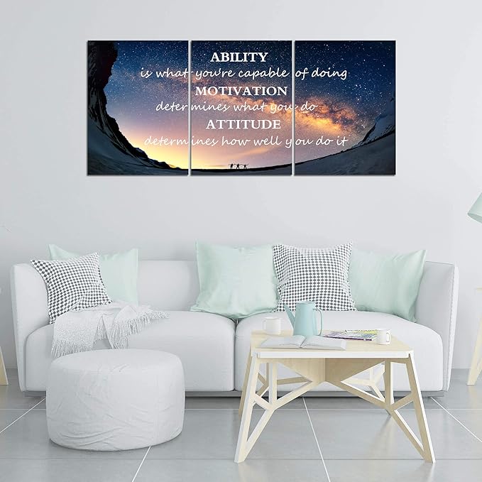 3 Panels Successful Inspirational Posters Quotes Wall Art Ability Modern Motivational Painting Picture Prints on Canvas Artwork Motto for Office Bedroom Decor Living Room Home Decor (60”Wx28”H)