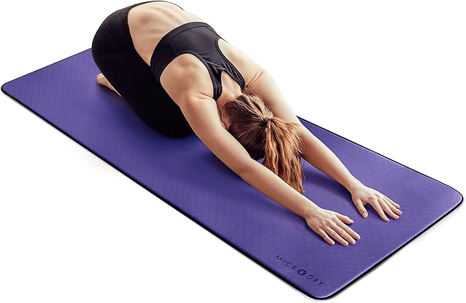 MICRODRY Deluxe Fitness Exercise Yoga Mat for Home & Gym, Extra Thick for High Impact Training, Multi Layered Skid Resistant Surface, Odor Neutralizing with Carrying Strap