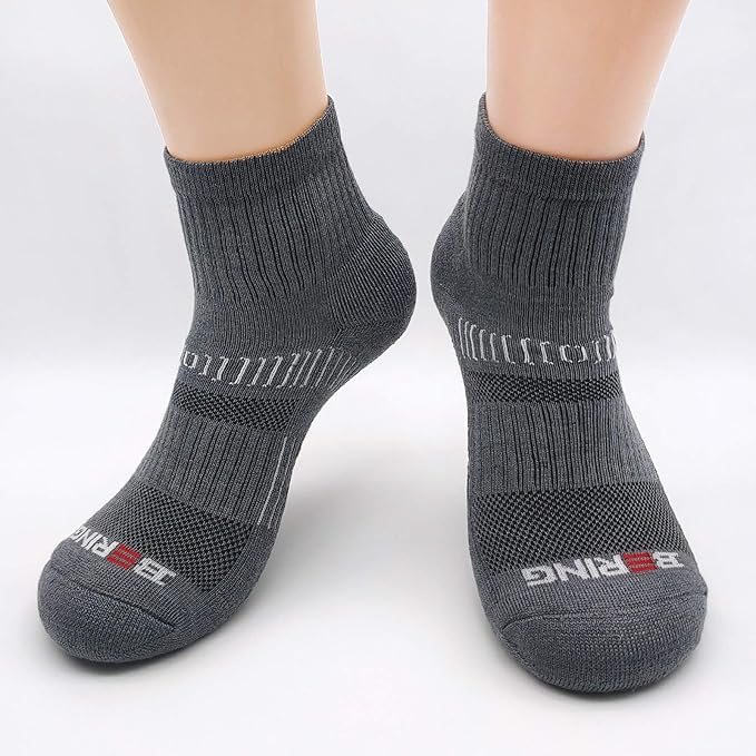 BERING Men's Athletic Ankle Socks Cushioned Quarter Running (6 Pairs)