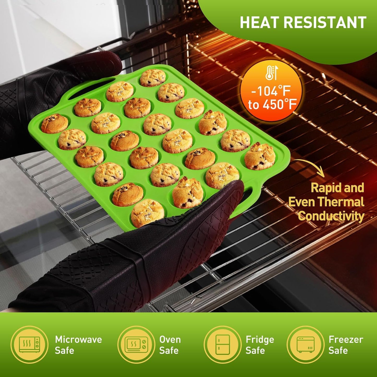 24 Cups Silicone Muffin Pan with Metal Reinforced Frame Cupcake Tray Egg Mold Great Grandma Christmas Xmas Birthday Mother Gifts Ideas Grandmother Gigi Granny Nana Glamma Mawmaw Yaya AAbuelita Mamaw