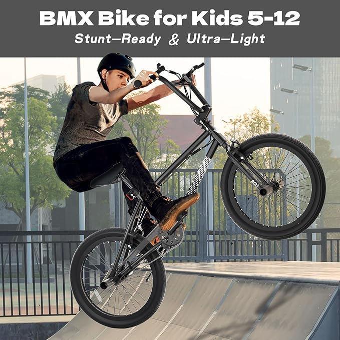 67i Boys BMX Bike 18/20 Inch Ages 8-12 Kids Bicycle with Front Rear U Brake Adjustable Seat Iron Fork 2.09" Wide Tires