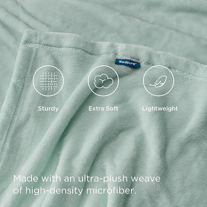 Bedsure Sage Green Fleece Blankets Queen Size - 280GSM Soft Lightweight Plush Cozy Blanket for Bed, Sofa, Couch, Travel, Camping
