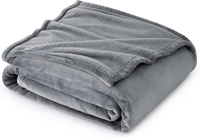 Bedsure Fleece Blanket Twin Size Grey - 300GSM Lightweight Plush Fuzzy Cozy Soft Warm Blanket for Bed, Sofa, Couch, Travel, Camping, 60x80 inches