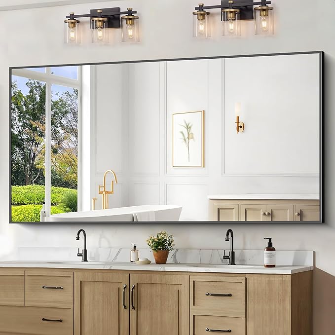 Bathroom Mirror,72x36 inch Bathroom Mirrors for Over Sink,Large Wall Mirror for Bathroom Wall Mounted Rectangle Mirrors,Black Vanity Mirror for Living Room,Bedroom Entryway,Horizontal/Vertical