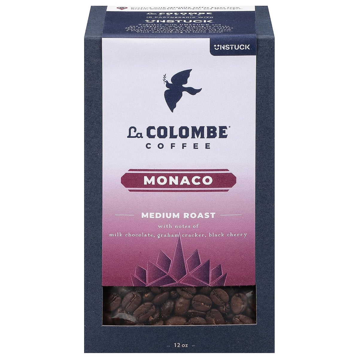 La Colombe Monaco Medium Roast Whole Bean Coffee - Notes of Milk Chocolate, Graham Cracker, Black Cherry, 12 Ounce (Pack of 1)