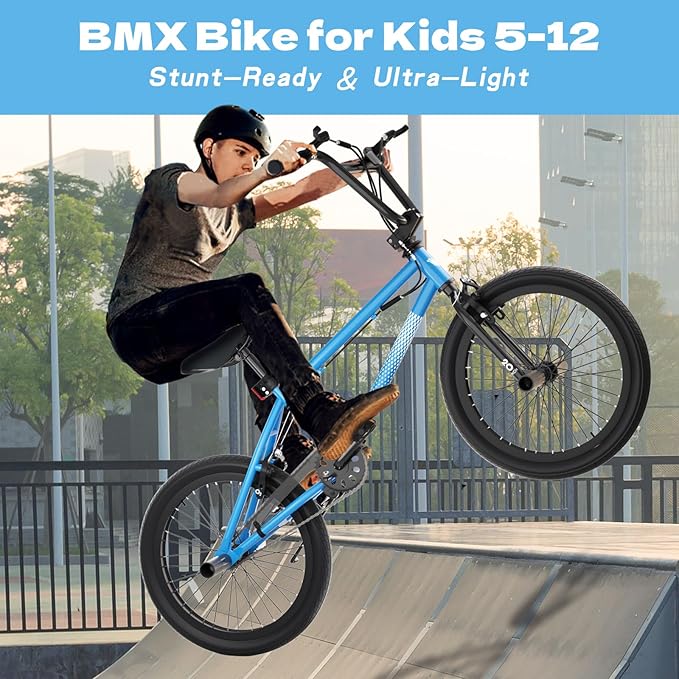 67i Boys BMX Bike 18/20 Inch Ages 8-12 Kids Bicycle with Front Rear U Brake Adjustable Seat Iron Fork 2.09" Wide Tires
