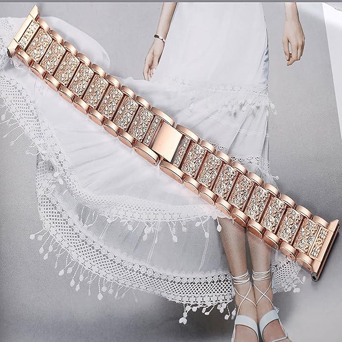 22mm Women's Jewelry Bling Diamond Metal Dressy Strap, Adjustable Replacement Strap Accessories Compatible for GTX12, T60 Smart Watches
