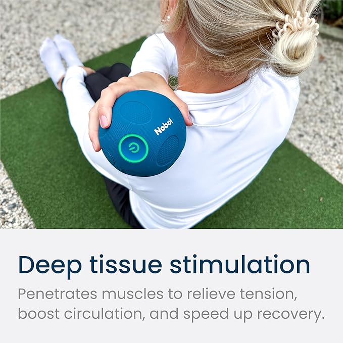 MyoSphere Vibration Massage Ball for Deep Tissue Stimulation, Muscle Tension Relief and Stress Reduction | Your Portable Deep Tissue Therapist | Nobol Blue- Limited Edition | 1.5lb