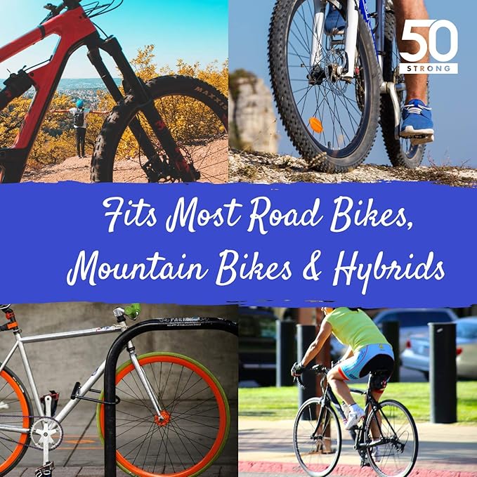 Bike Water Bottle Holder & Bottle Combo – 2-Pack 22 oz Sports Squeeze Bottles with Pull Top Cap & Easy-Install Bike Cage – Made in USA – 50 Strong Brand