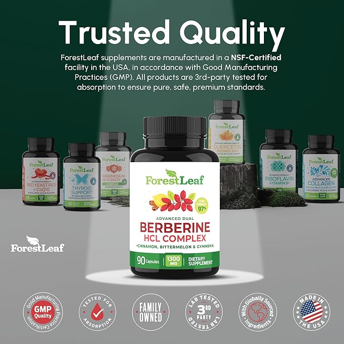 Berberine Supplement 1300mg per Serving- 97% Tested Ultra High Potency Berberine HCl with Ceylon Cinnamon, Bitter Melon & Gymnema, 10:1 Extract Berberis Supplements, Weight Management, 90 Veggie Caps