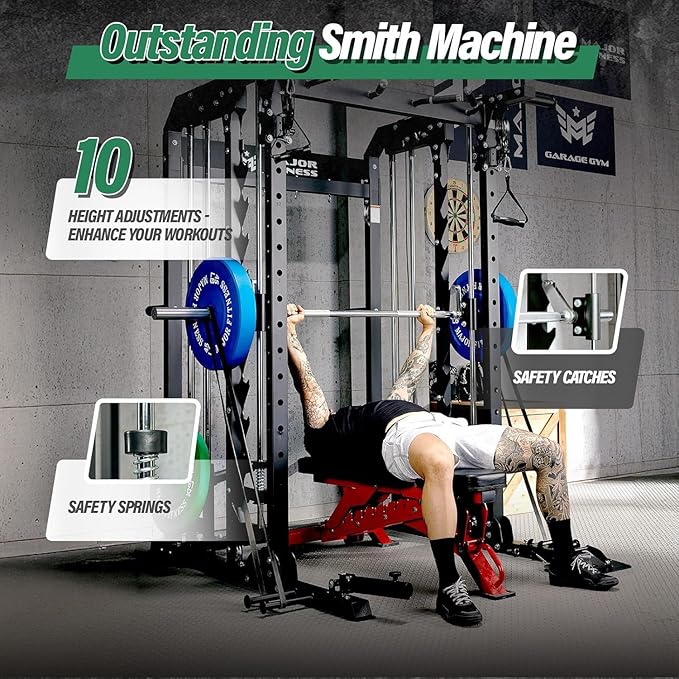 B52 Machine Home Gym with Power Rack, Cable Crossover, Dual Pulley System, Landmine, and Multi-Grip Pull-Up Bar – Heavy-Duty Fitness Equipment for Strength Training and Full-Body Workouts