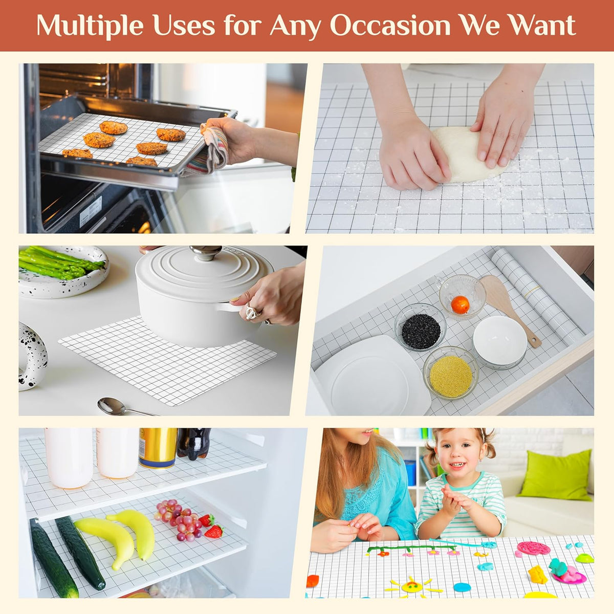 Silicone Baking Mat, 12 IN x 6 FT Free Cutting Baking Sheet,Non-Stick Reusable Dough & Pastry Mat,Non-Slip Silicone Mat Roll for Air Fryer Liner,Freeze Dryer,Oven Baking Pan,Kitchen Counter