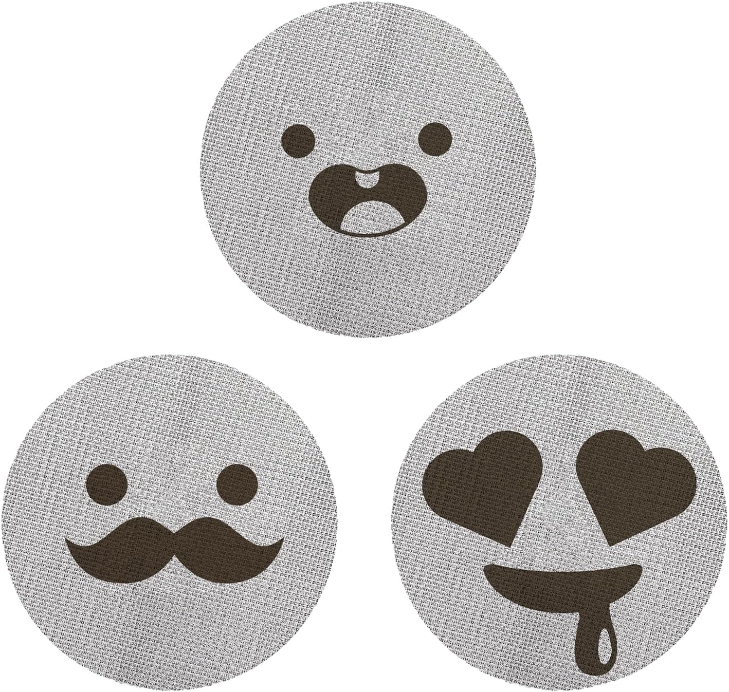 53.5mm Espresso Puck Screen 3-Pack, Lower Shower Screen, Metal Coffee Reusable Filter for 54mm Espresso Portafilter Basket, 1.7 Thickness(Cute Face)