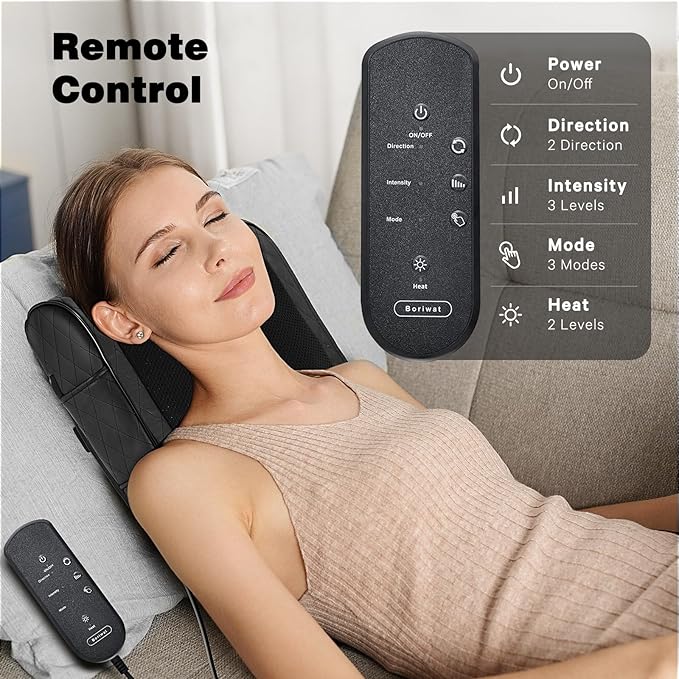 Back Massager with Heat, Percussion & Shiatsu 2-in-1 Massager for Lower Back Pain Relief, 3D Deep Tissue Kneading Massage Pillow for Back, Waist, Leg, Foot Relax, Gifts for Women Men