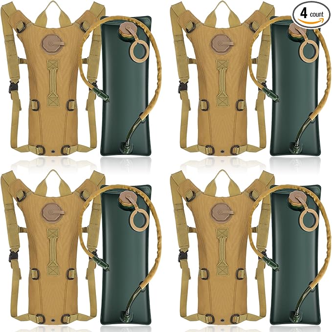 4 Pack Tactical Hydration Backpack with 3L Water Bladder Military Daypack Water Backpack Lightweight Hydration Back Pack for Running Cycling Climbing Hiking for Men Women