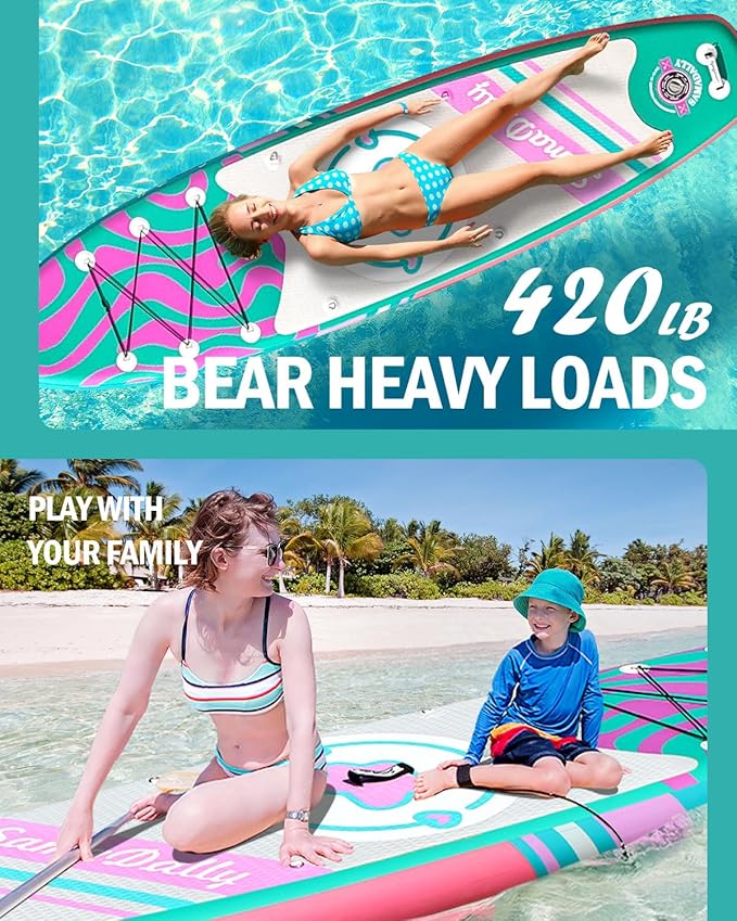 11'Stand Up Paddle Boards Surf Control with Premium SUP Board Accessories Backpack & Removable Fins, 34" Wide Inflatable Paddle Boards of All Skill Levels