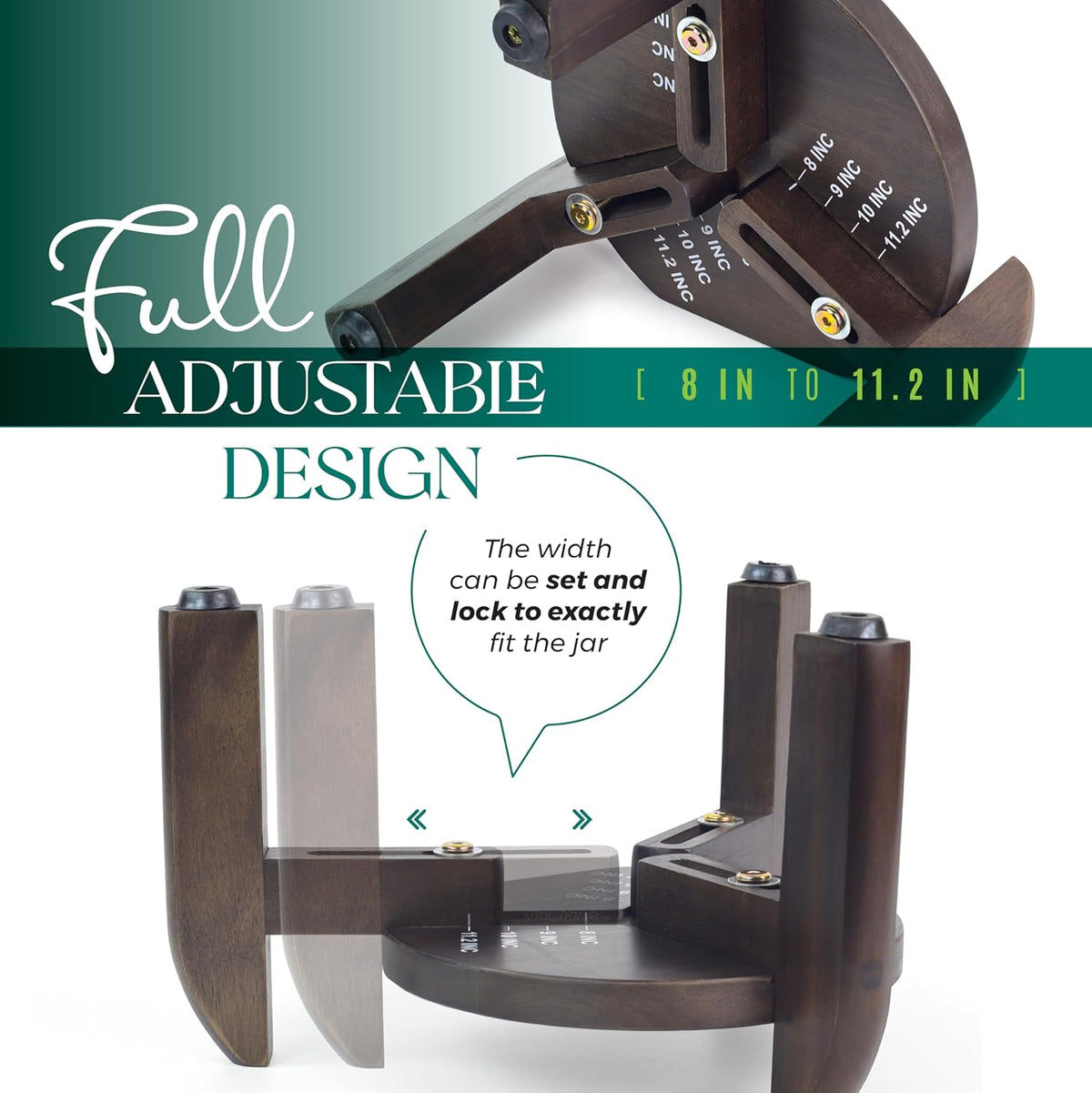 Drink Dispenser Stand Adjustable Width from 8" to 11.2" Wide - Beverage Jar and Water Plastic Jug Holder - to plant flower pots - Adjustable up to11.2-inch Wide (For 5-Gal Jug 8"-11.2")- Walnut Color