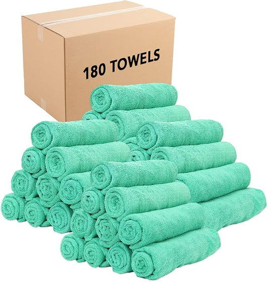 Arkwright Microfiber Gym Towel - Bulk Case of 180 - Super Soft, Quick Dry Workout Sweat Towels, 300 GSM Lightweight & Absorbent for Sports, Working Out, Yoga, and Spa, 16 x 27 in, Green