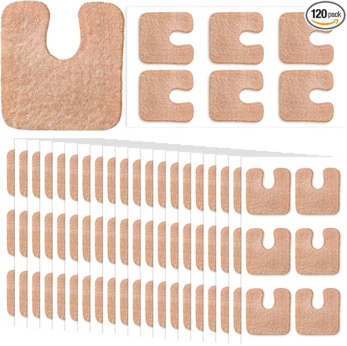 Boao 120 Pcs Callus Pads 1/4" Thick U Shaped Metatarsal Corn Pads Felt Callus Cushions Adhesive Corn Protectors for Men Women Feet Toes Pain Relief Blister Prevention