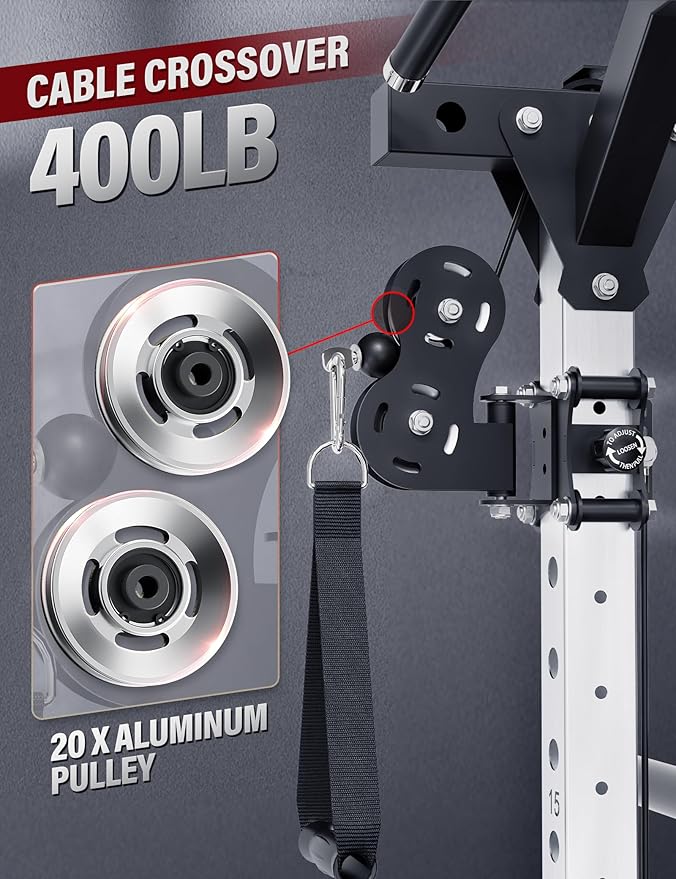 Major Fitness Smith△ Machine Drone2 Premium, All-in-One Home Gym Squat Rack with Aluminum Pulley Set , Weight Bar, Dual LAT Pull-Down Systems & Cable Crossover Machine for Full-Body Workouts