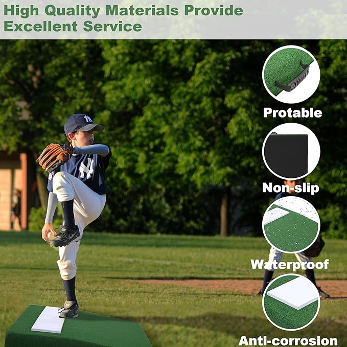 4" Portable Pitching Mound with Regulation Pitching Mound-30x30x4in Pitching Mounds for Baseball-Pitching Mounds Ideal for Youth Baseball Training, Indoor and Outdoor Use