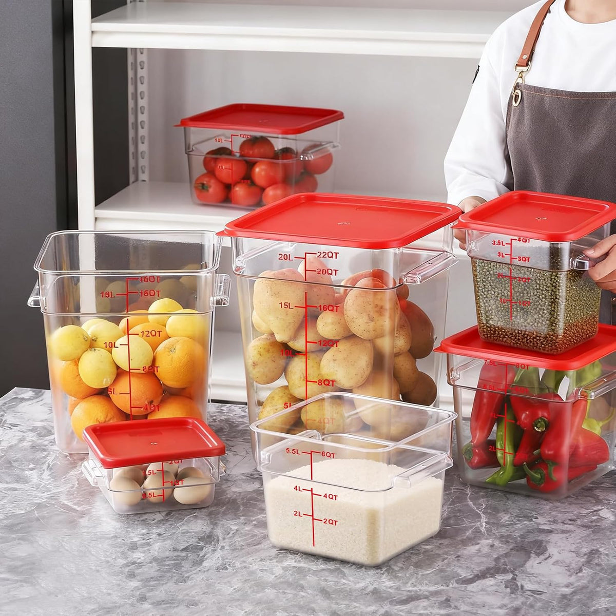 4 Pack 4 Quart Square Clear Food Storage Containers with Lids Cereal Containers Storage Airtight Food Storage Containers for Restaurant Kitchen Home