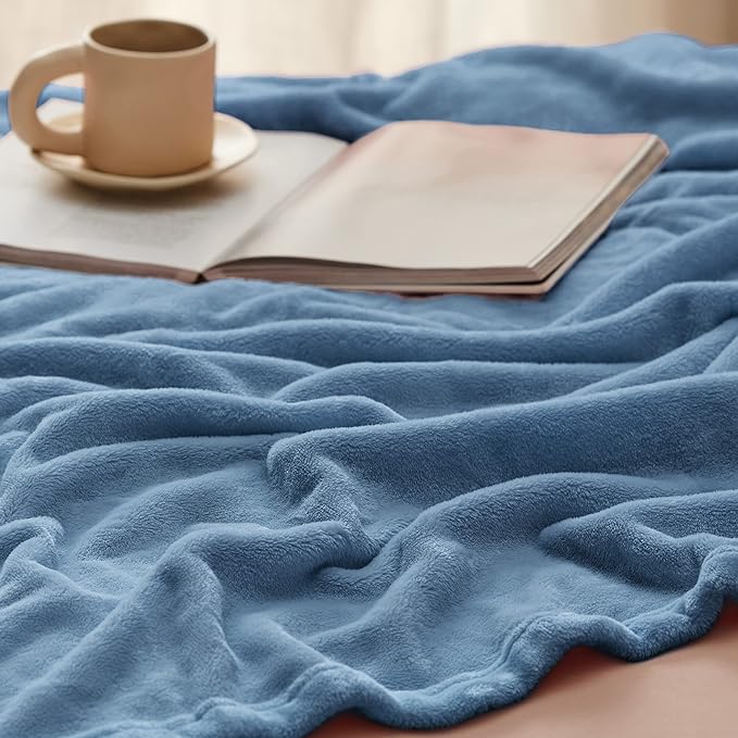 Bedsure Fleece Blankets King Size Washed Blue - Bed Blanket Soft Lightweight Plush Cozy Fuzzy Luxury Microfiber, 108x90 inches