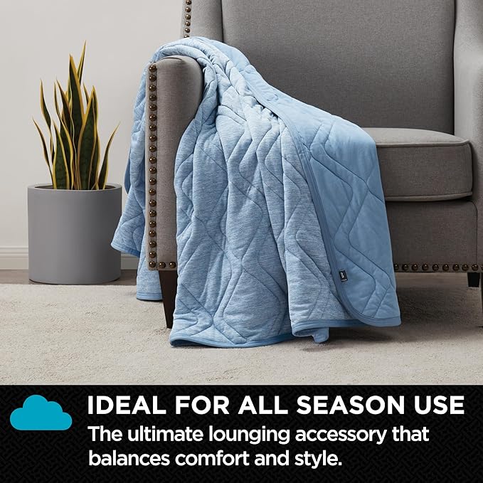 Brookstone Cooling Comfort Throw - Innovative Cooling Dual-Sided Throw - Oversized Cool Blanket for Hot Sleepers - Cooling Blankets for Sleeping - Nylon and Polyethylene Cooling Blanket - Faded Denim