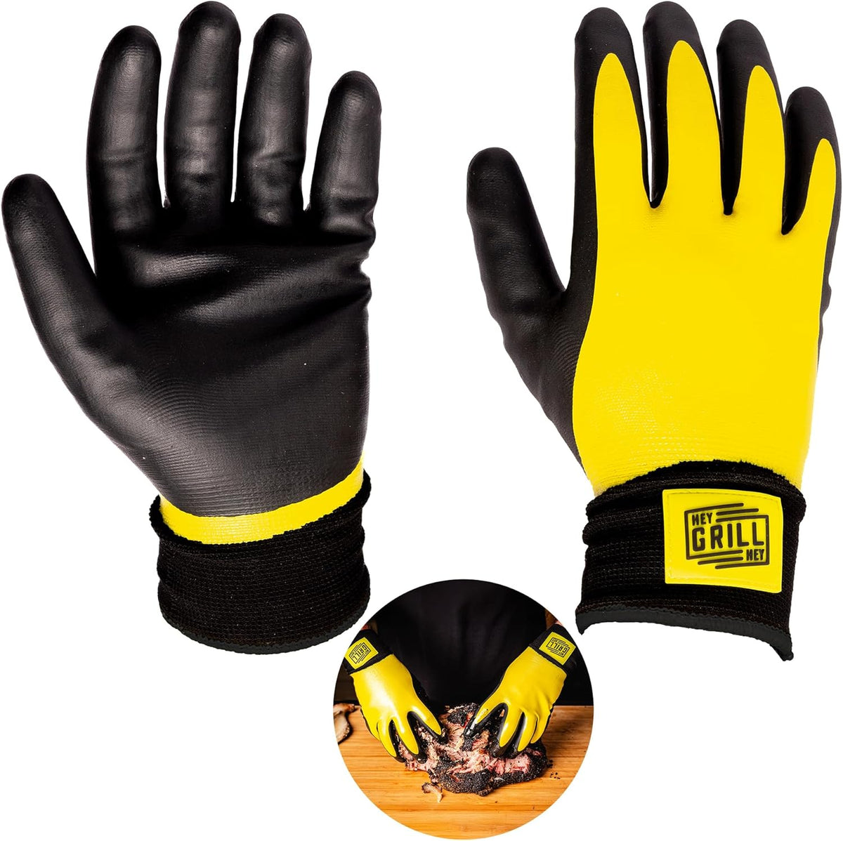 Hey Grill Hey Pitmaster Gloves | BBQ Gloves | Heat Protection up to 500°F or 260°C | High Temp Resistance | Fireproof Glove for Grilling Smoking Barbecue | Washable Mitts | Waterproof | Size - Medium