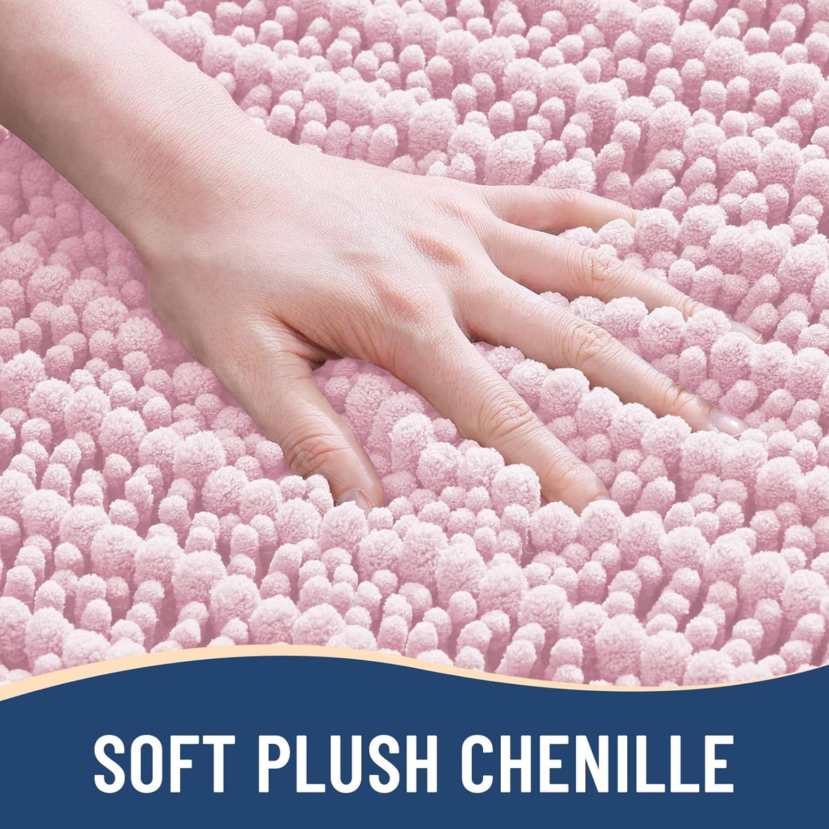 Arotive Luxury Chenille Bathroom Rug Mat, Extra Soft Thick Absorbent Shaggy Bath Rugs, Non-Slip Machine Wash Dry, Plush Bath Mats for Bathroom, Shower and Tub, 30x20, Pink