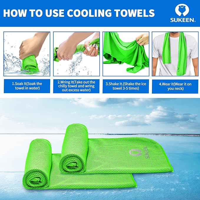 Sukeen 12 Pack Cooling Towel (40"x12"), Ice Towel Sets,Soft Breathable Chilly Towel,Microfiber Towel for Yoga,Sport,Running,Gym,Workout,Camping,Fitness,Workout