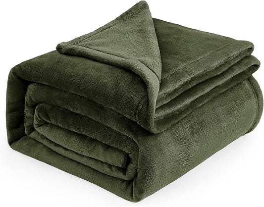 Bedsure Fleece Blankets King Size Oive Green - Bed Blanket Soft Lightweight Plush Cozy Fuzzy Luxury Microfiber, 108x90 inches