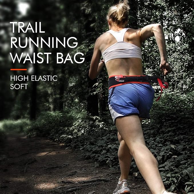 AONIJIE Hydration Belt Running Fanny Pack, with 250ml Soft Water Bottle Flask Phone Holder for Trailing Running Climbing Jogging Cycling Workout Fitness 3 Colors (Red, L/XL)