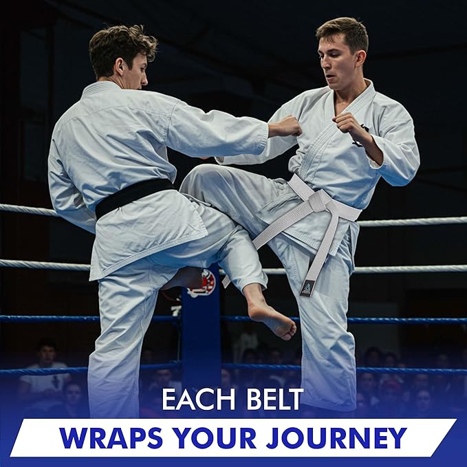 BJJ Belt for Men & Women Brazilian Jiu Jitsu Belt with Ranking Stripes Sleeve Bar Kids Jiu Jitsu Gi Belt