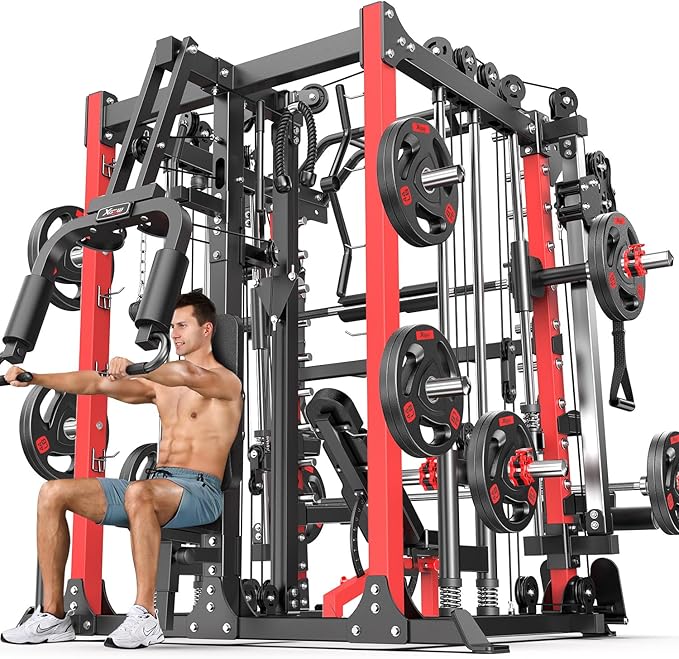 Power Cage,1600lbs Multi-Function Power Rack with Adjustable Cable Crossover System and More Training Attachment, Weight Cage for Home Gym