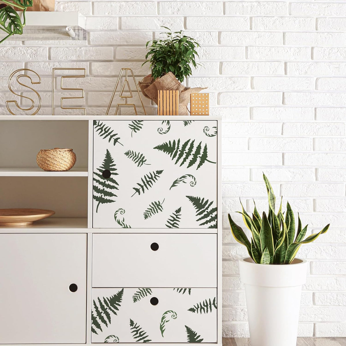 NAKLEO Painting Stencil for Crafts A4 8.3” x 11.8”, Fern Leaf Frond Pattern, Reusable Plastic DIY & Scrapbooking Drawing Template, Decoupage Art Home Decor, Wall Wood Fabric Furniture