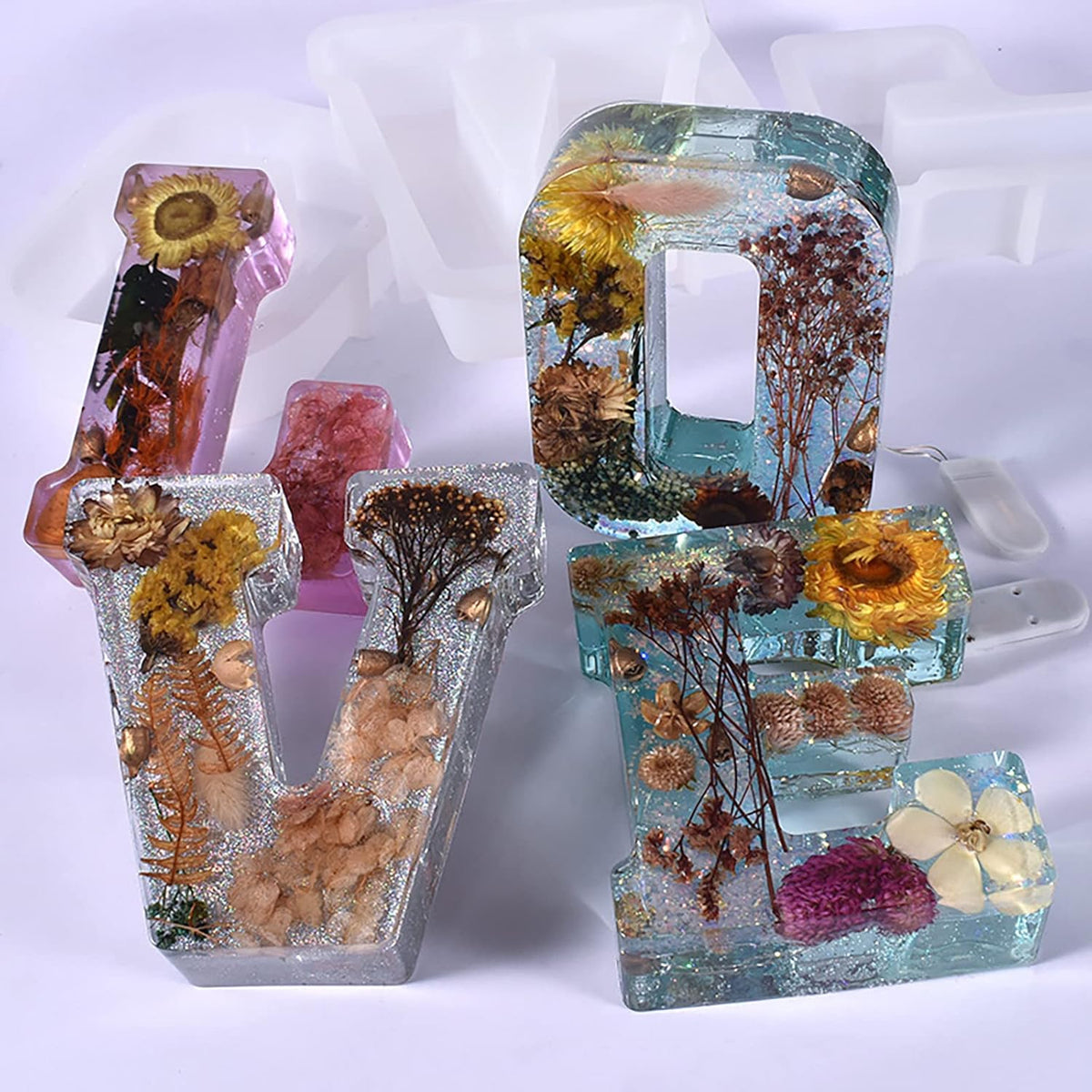 ESEDAGE 7 Inch Letter Resin Mold - 26 Pack English Alphabet Mold for Resin Casting & Soap Making