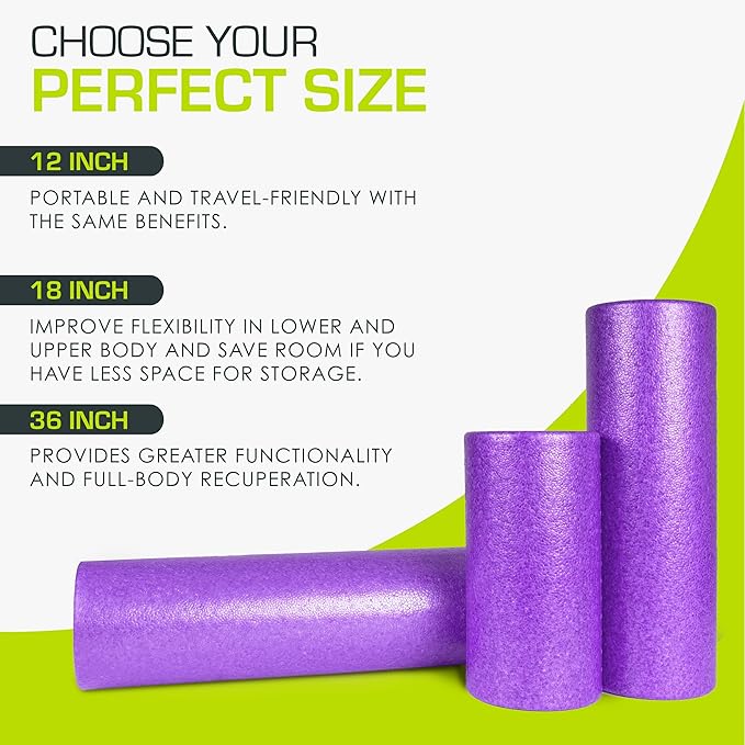 ProsourceFit High Density Foam Rollers 18 to 36 - inches Long, Firm Full Body Athletic Massage Tool for Back Stretching, Yoga, Pilates, Post Workout Muscle Recuperation