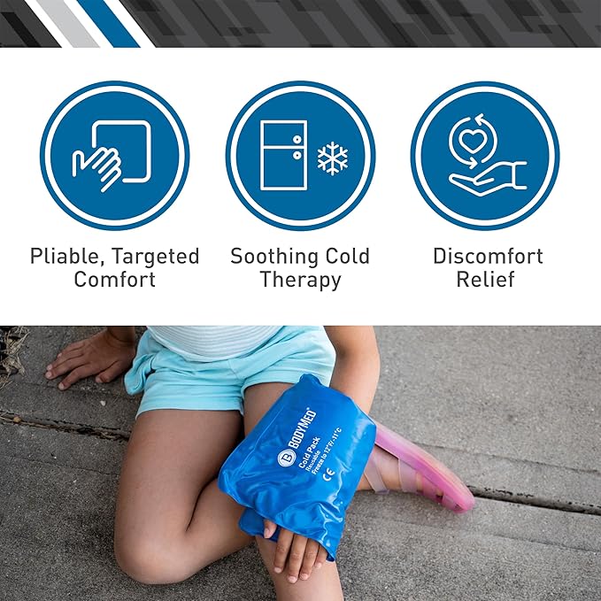 BodyMed Reusable Vinyl Ice Pack (2-Pack) for Knee, Arm, Elbow, Shoulder, Back - Professional Grade Cold Therapy for Injuries, Aches, Swelling, Bruises, Sprains - 12 in. x 7 in. (Half)