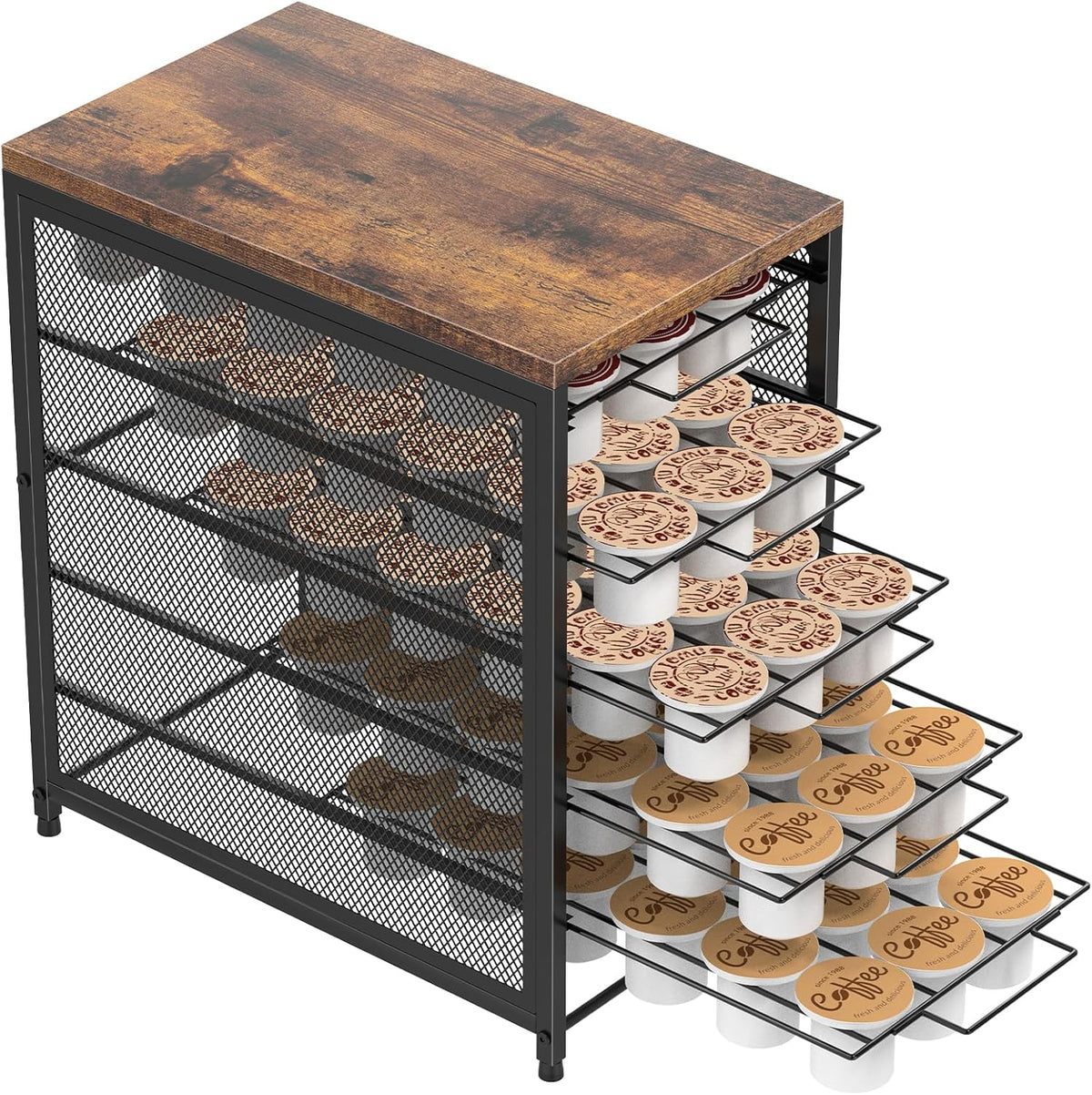 NANANARDOSO Coffee Pod Holder for Counter, 5 Tier Coffee Pod Drawer for Keurig Pod Storage Drawer Holder, 90 Capacity Pods Storage Organizer Cups Capsule with Sliding Baskets for Coffee Station