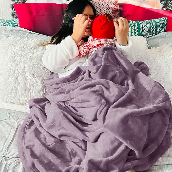 Bedsure Fleece Throw Blanket for Couch Fog Purple - Lightweight Plush Fuzzy Cozy Soft Blankets and Throws for Sofa, 50x60 inches