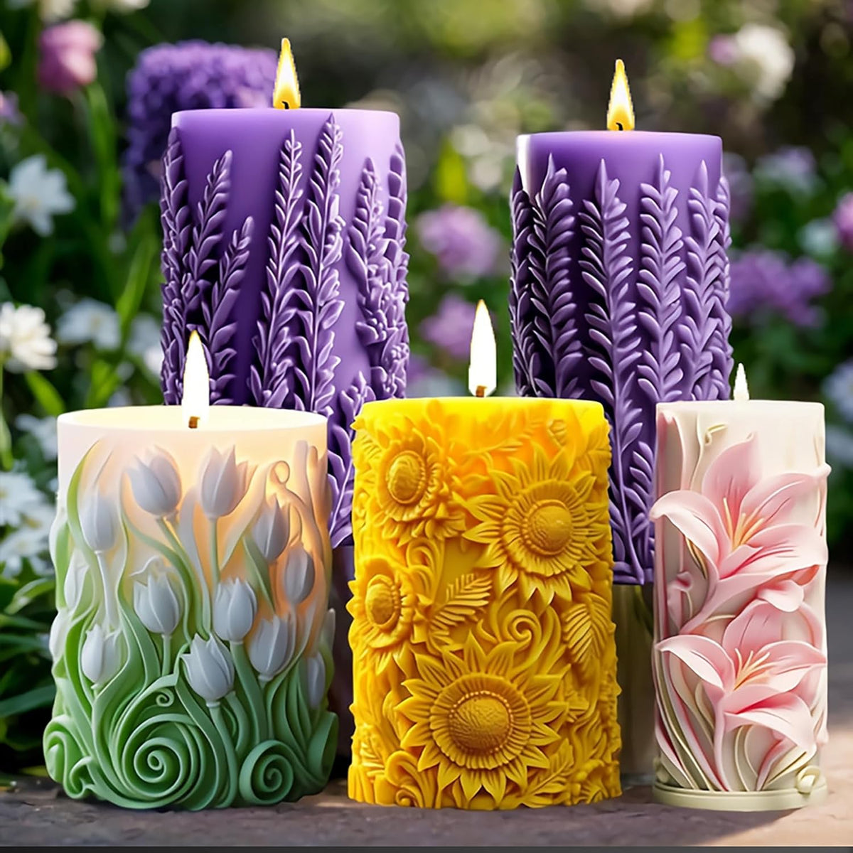 Rose Ball Candle Round Flower Peony Resin Mold - Resin Casting Silicone Molds for Home Decor & Candle Making Wave Spiral Mold